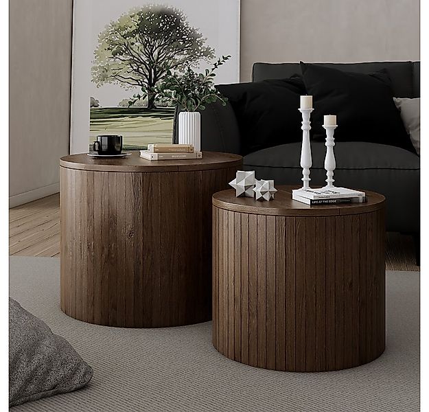 Vicco Couchtisch Tavilo, Walnuss, 48 x 48 cm 2 Teile (2-St) günstig online kaufen