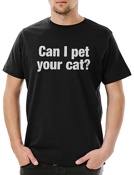 Urban Backwoods Print-Shirt Can I Pet Your Cat? Herren T-Shirt Katze Hausti günstig online kaufen