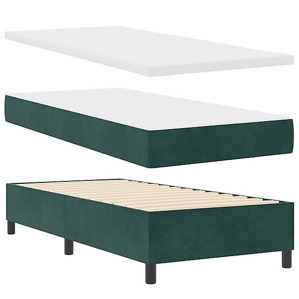 vidaXL Bett Boxspringbett mit Matratze & Bank Dunkelgrün 90x190 cm Samt (2- günstig online kaufen