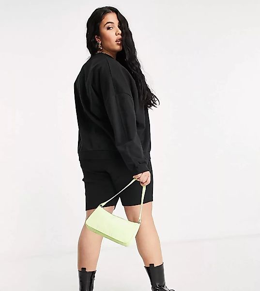 ASOS DESIGN Curve – Trainingsanzug mit Sweatshirt / gerippter Legging-Short günstig online kaufen