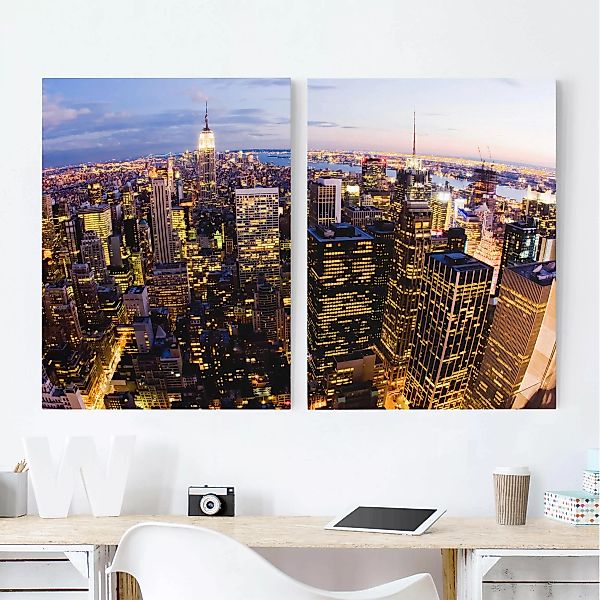 2-teiliges Leinwandbild Architektur & Skyline - Querformat New York Skyline günstig online kaufen