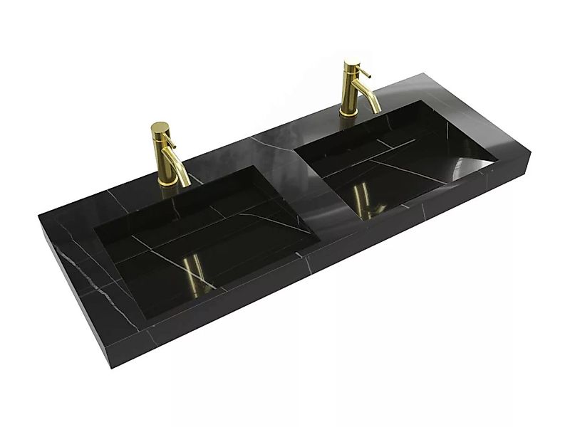 Doppel-Waschbecken hängend - 120,2 x 45,2 x 8 cm - Solid Surface - Schwarz günstig online kaufen