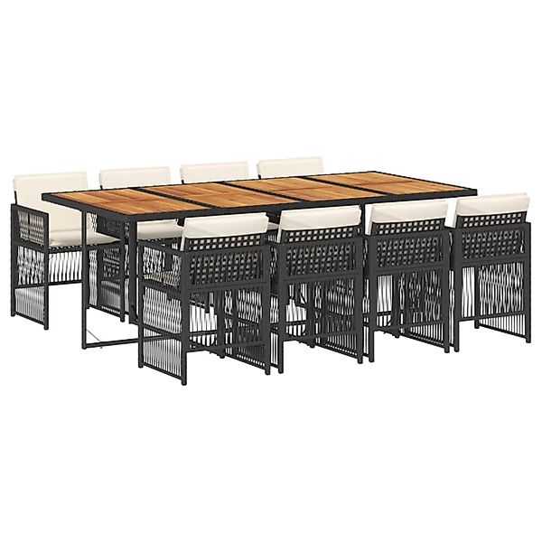 vidaXL 9-Tlg Garten-Essgruppe mit Kissen Schwarz Poly Rattan 3210927 günstig online kaufen