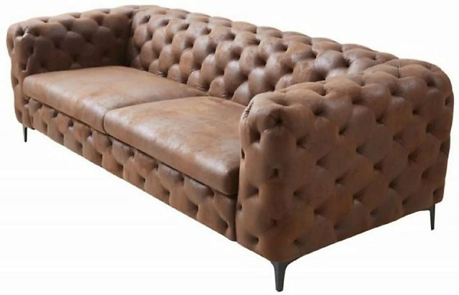 Casa Padrino Chesterfield-Sofa Chesterfield Wohnzimmer Sofa Antik Braun 240 günstig online kaufen