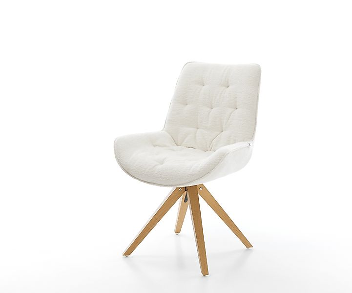 Drehstuhl Taimi-Flex Bouclé Soft Beige Holzgestell kantig Natur 180° drehba günstig online kaufen