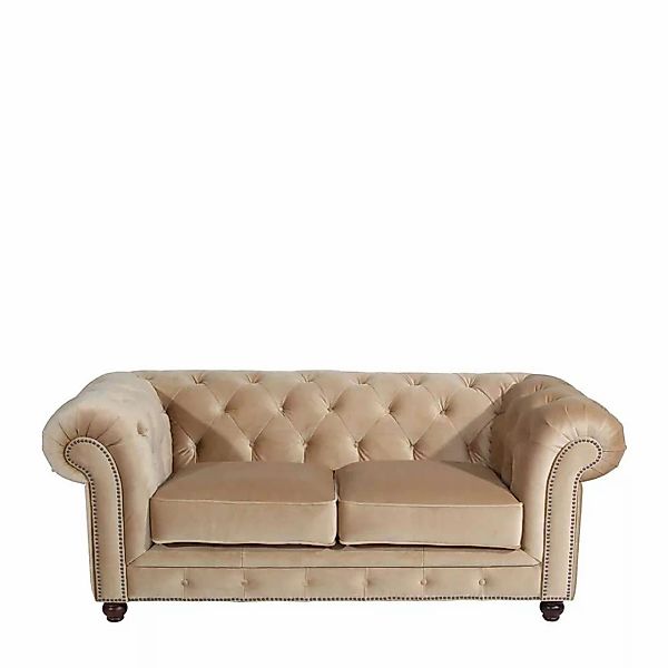 2sitzer Sofa Sandfarben im Chesterfield Look Samtvelours günstig online kaufen