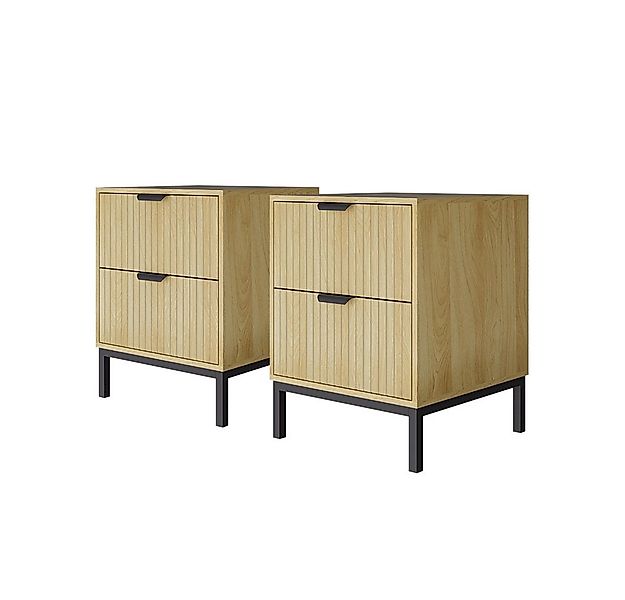 Vicco Nachtschrank Lennox, Eiche/Schwarz, 40 x 52 cm 2er Set günstig online kaufen