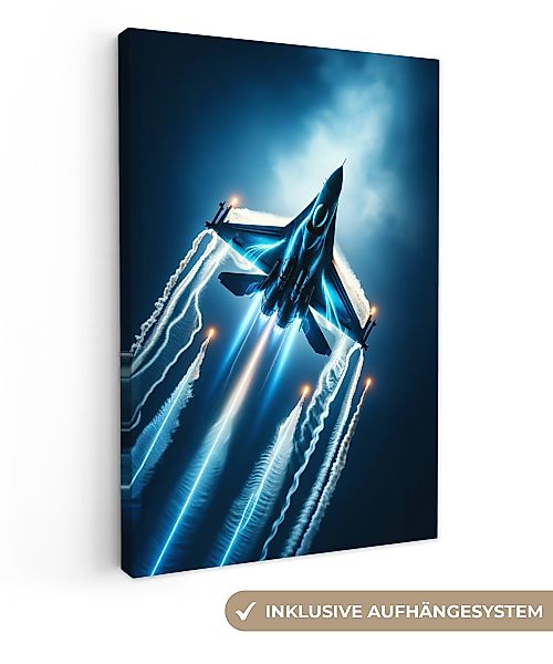 OneMillionCanvasses® Leinwandbild Düsenjäger - Blau - günstig online kaufen