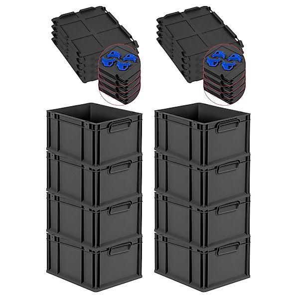 PROREGAL SuperSparSet 8x Eurobox Nextgen Grip Mit Auflagedeckel Und Blauen günstig online kaufen