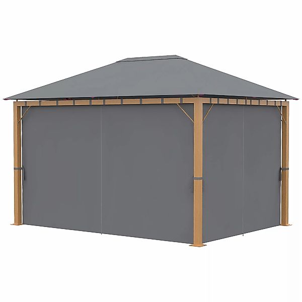 Outsunny Gartenpavillon 4 x 3 m Aluminium Pavillon mit Vorhängen und Polyes günstig online kaufen