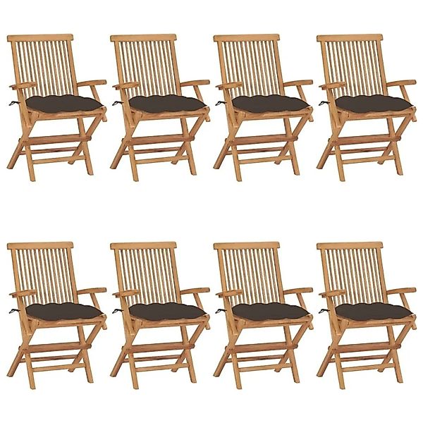 vidaXL Gartenstühle mit Taupe Kissen 8 Stk Massivholz Teak 3072912 günstig online kaufen