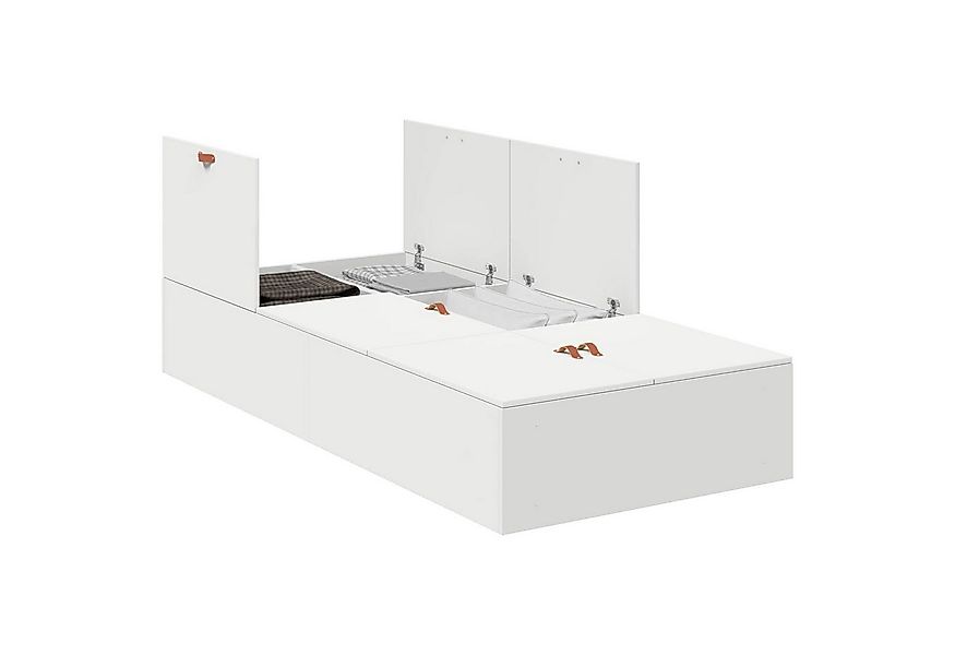 vidaXL Bett Aufbewahrungsbettgestell Weiß 90 x 200 cm Holzwerkstoff (1-tlg) günstig online kaufen