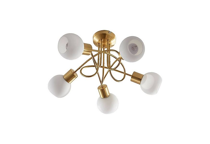 Lindby Deckenleuchten Elaina, Glas Gold / Messing IP20, 5 x 5 W LED günstig online kaufen
