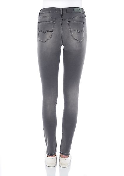 Replay Damen Jeans Luzien - Skinny Fit - Hyperflex - Grau - Medium Grey günstig online kaufen