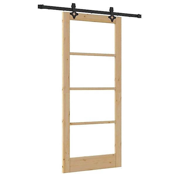 vidaXL Schiebetür Braun 86 x 198,5 cm Holz und Metall 3332283 günstig online kaufen
