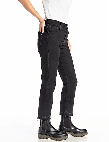 Replay Damen Jeans MAIJKE - Straight Fit - Schwarz - Black günstig online kaufen