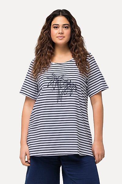 Ulla Popken T-Shirt T-Shirt Ringel Palmenstickerei günstig online kaufen