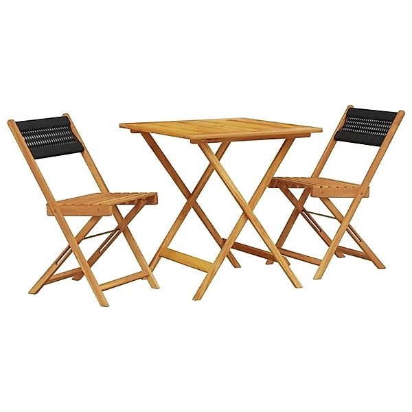 vidaXL 3-tlg Bistro-Set Schwarz Polypropylen und Massivholz Modell 8 günstig online kaufen