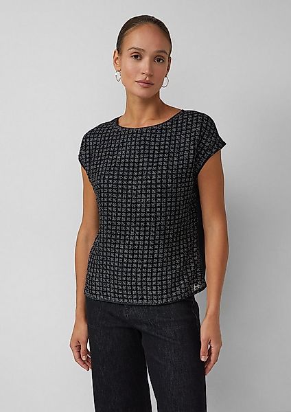 s.Oliver Kurzarmbluse Bluse Bluse im Fabricmix mit Spitze aus Glitzergarn günstig online kaufen