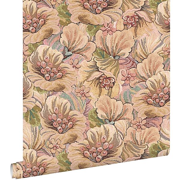 ESTAhome Tapete Blumenmuster Braun Beige und Altrosa 50 x 900 cm günstig online kaufen