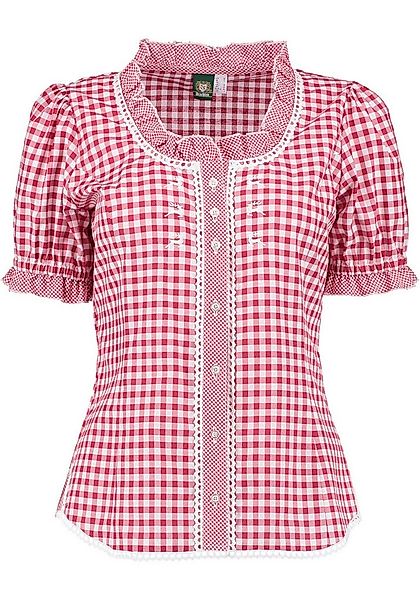 OS Trachten Trachtenbluse Poror Kurzarmbluse mit Rundhalsausschnitt mit Rüs günstig online kaufen