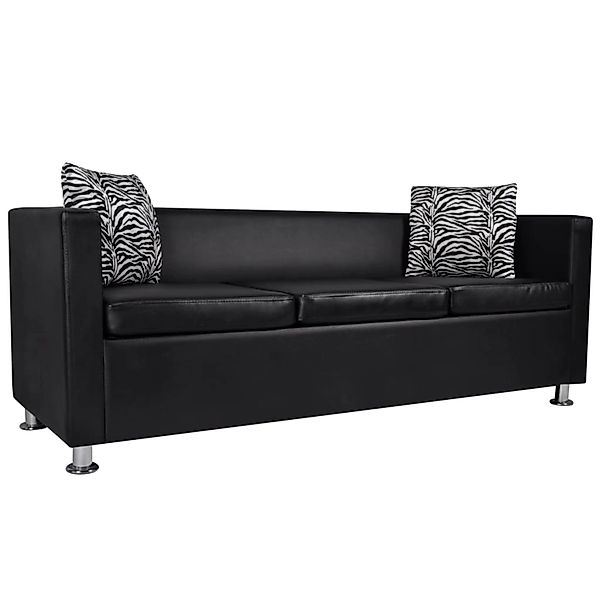 vidaXL Sofa-Set Kunstleder 3-Sitzer und 2-Sitzer Schwarz günstig online kaufen