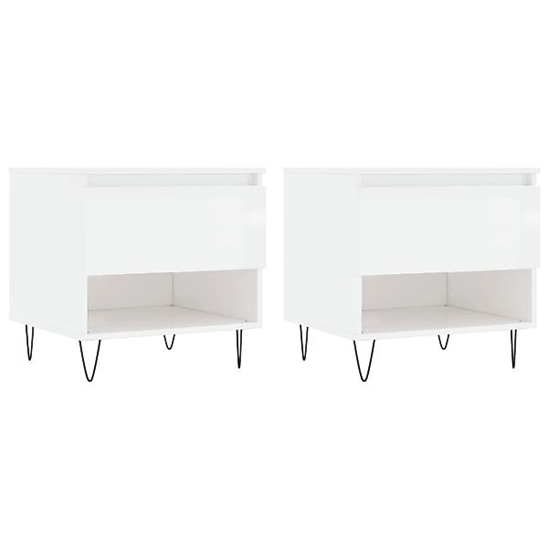 vidaXL Couchtische 2 Stk Hochglanz-Weiß 50x46x50 cm Holzwerkstoff 830913 günstig online kaufen