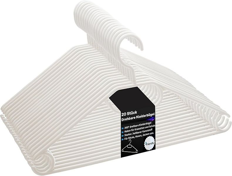 2friends Kleiderbügel Elegant Weiß Kleiderbügel 20 Stück - Platzsparend, mi günstig online kaufen