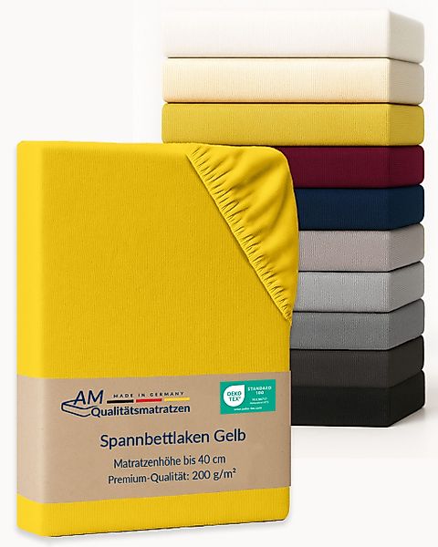 AM Qualitätsmatratzen Spannbettlaken Baumwolle in gelb, günstig online kaufen