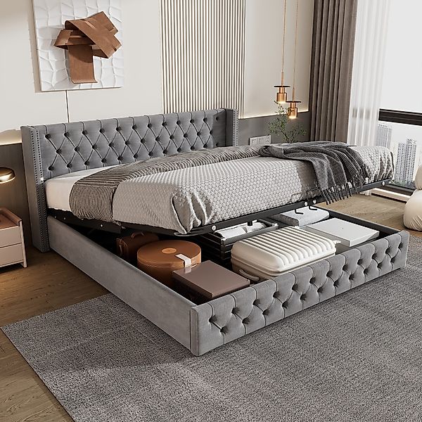 OKWISH Polsterbett Doppelbett Stauraumbett (Ohrenform Doppelte günstig online kaufen