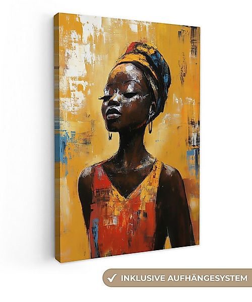 OneMillionCanvasses® Leinwandbild Frau - Augen - Pinselstriche - Gelb, Foto günstig online kaufen