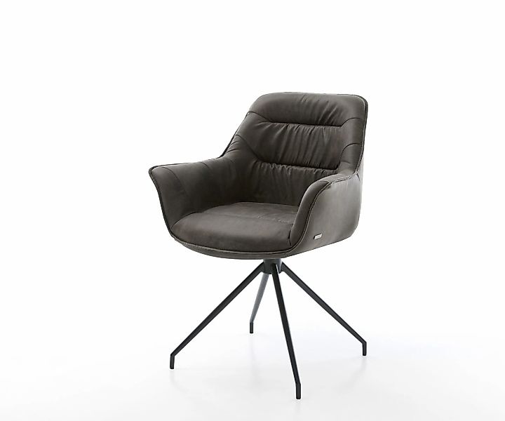 Esszimmerstuhl Kaira-Flex Mikrofaser Anthrazit Vintage Kreuzgestell konisch günstig online kaufen