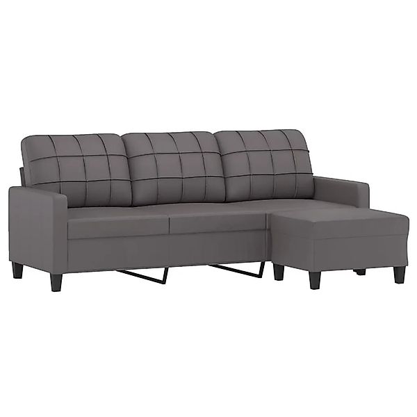 vidaXL 3-Sitzer-Sofa mit Hocker Grau 180 cm Kunstleder 3201016 günstig online kaufen