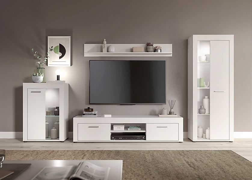 INOSIGN Wohnwand "Aosta, 4-tlg., best. aus: Vitrine, Lowboard, Wandboard & günstig online kaufen