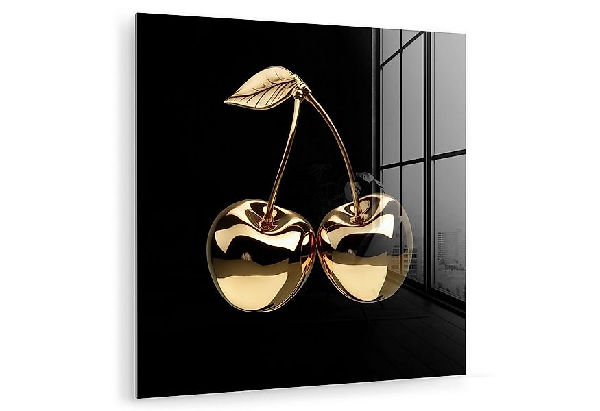 MuchoWow Acrylglasbild Kirsche - Schwarz - Gold - Chrom, Inkl. Aufhängung, günstig online kaufen