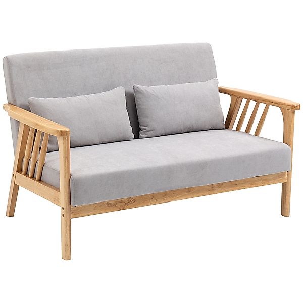 HOMCOM 2-Sitzer Sofa Loveseat grau bis 200 kg belastbar mit Armlehnen & Kis günstig online kaufen