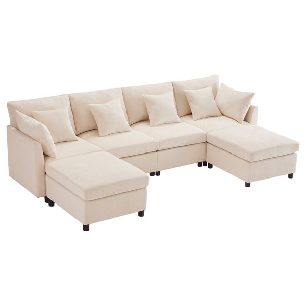 Merax Ecksofa U-förmiges Sofa aus Chenille-Stoff, günstig online kaufen