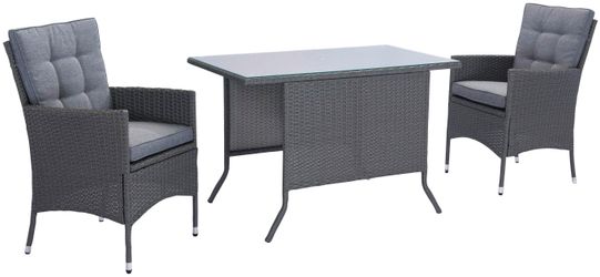 KONIFERA Garten-Essgruppe "Korfu" Set, 2x Sessel, 1x Tisch 112x65x73,5 cm, günstig online kaufen