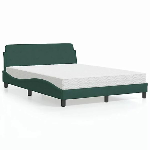 vidaXL Bett Bett mit Matratze Dunkelgrün 120x200 cm Samt günstig online kaufen