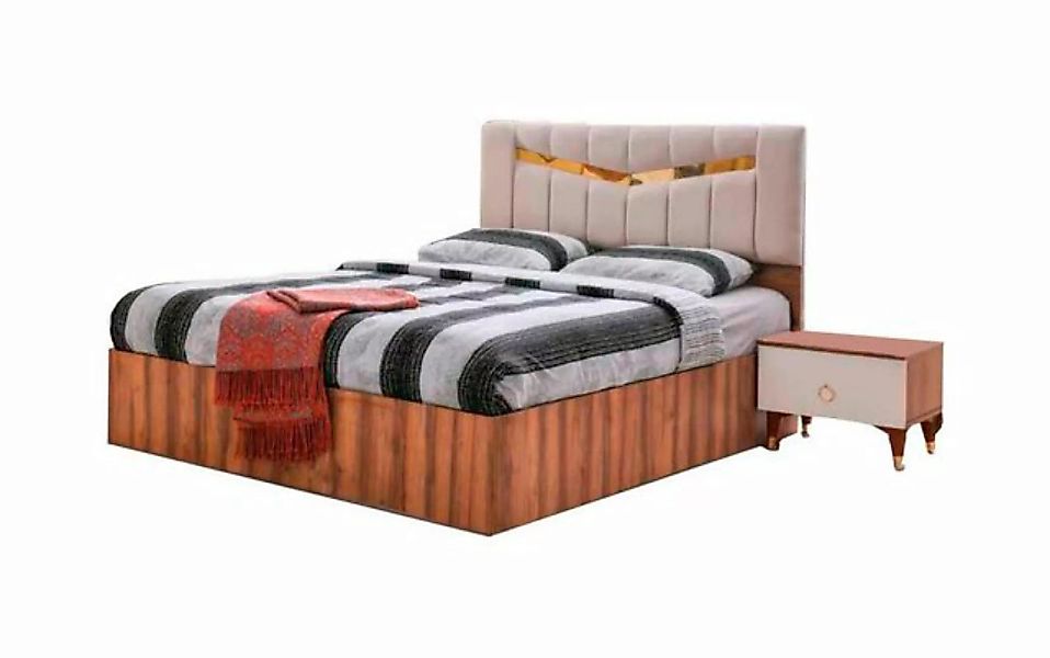 JVmoebel Bett Rechteckig Bett Braun Beige Modern Design Stil Schlafzimmer T günstig online kaufen