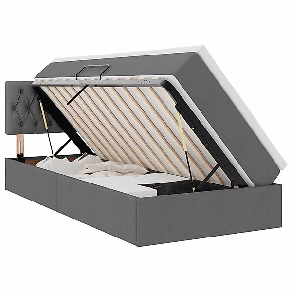 vidaXL Bett mit Stauraum und LED mit LED Dunkelgrau 90 x 190 cm Stoff 33711 günstig online kaufen
