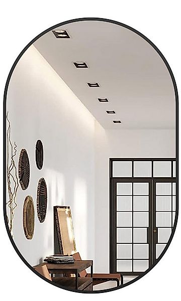Boromal Spiegel Flur Rund 80 cm Wandspiegel Schwarz 50x80cm mit Alu Rahmen günstig online kaufen