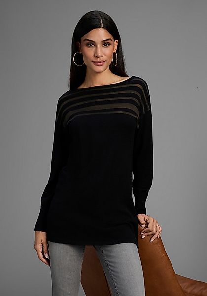 Laura Scott Strickpullover Feinstrickpullover mit Meshstreifen günstig online kaufen