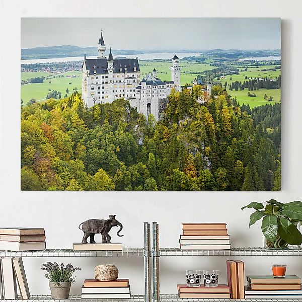 Leinwandbild - Querformat Schloss Neuschwanstein Panorama günstig online kaufen