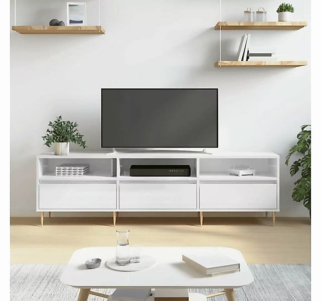 furnicato TV-Schrank Hochglanz-Weiß 150x30x44,5 cm Holzwerkstoff günstig online kaufen