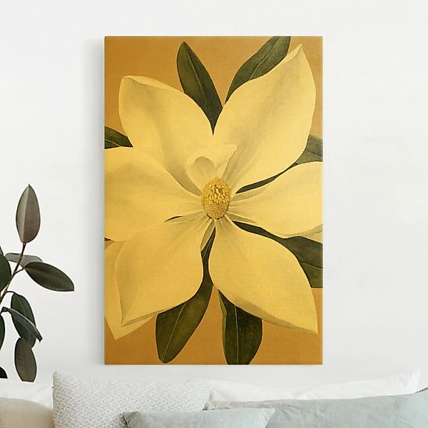 Leinwandbild Gold Magnolie auf Gold I günstig online kaufen