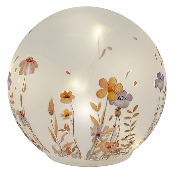 formano LED Dekolicht Deko Kugel Glas Wiesenblumen 15 cm matte Glasleuchte günstig online kaufen