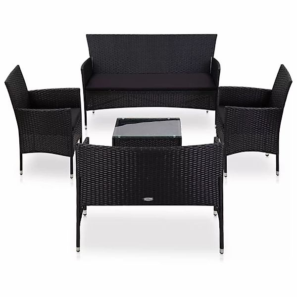 5-tlg. Garten-lounge-set Mit Auflagen Poly Rattan Schwarz günstig online kaufen