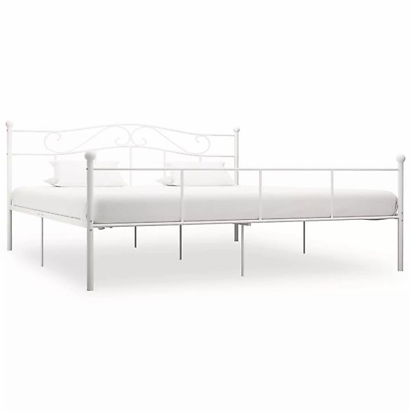 vidaXL Bettgestell Bettgestell Weiß Metall 180200 cm Bett Bettrahmen Bettge günstig online kaufen