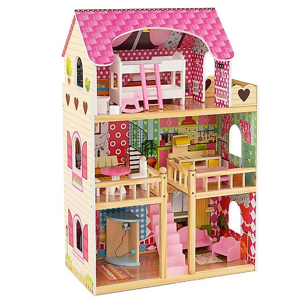 COSTWAY Puppenhaus holz, mit 3 Etagen günstig online kaufen